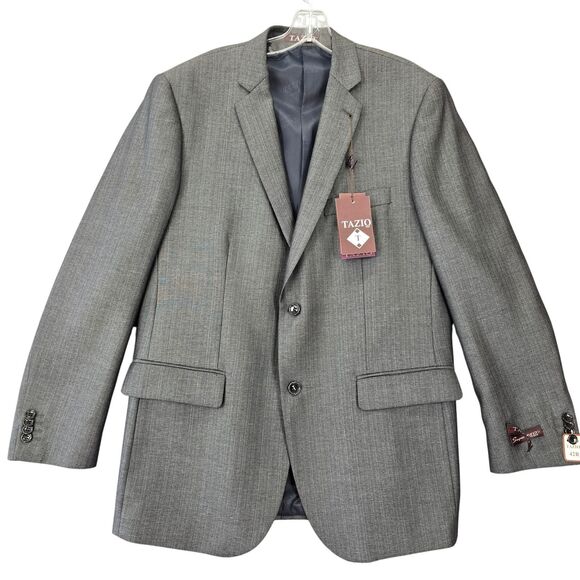 Tazio Italy Gray Wool Touch Suit Coat NEW Silk Lined Formal Jacket Mens Size 42R - Picture 1 of 10